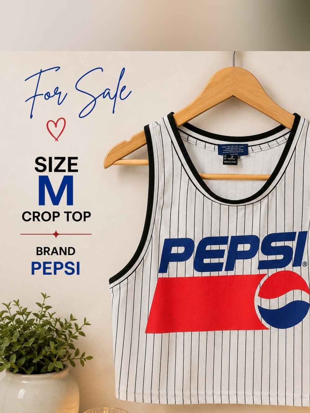 Pepsi Red & Blue Striped Crop Tank
